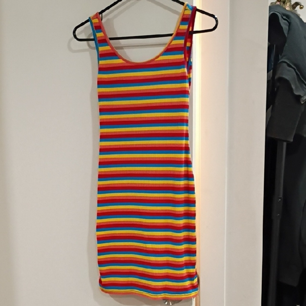 Source Unknown Multicolor Striped Midi Dress